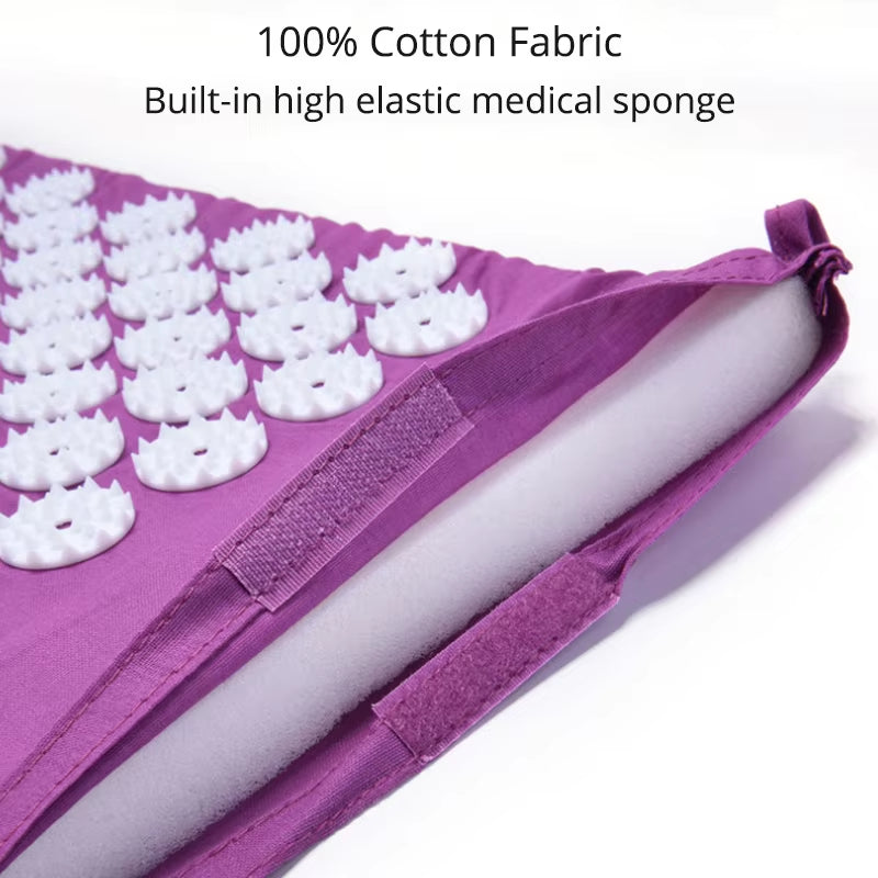 Acupressure Mat Massage Mat Pillow Set Applicator for Neck Foot Yoga Mat with Needle Back Cushion